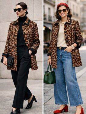 Vintage Cotton Leopard Trench Coat